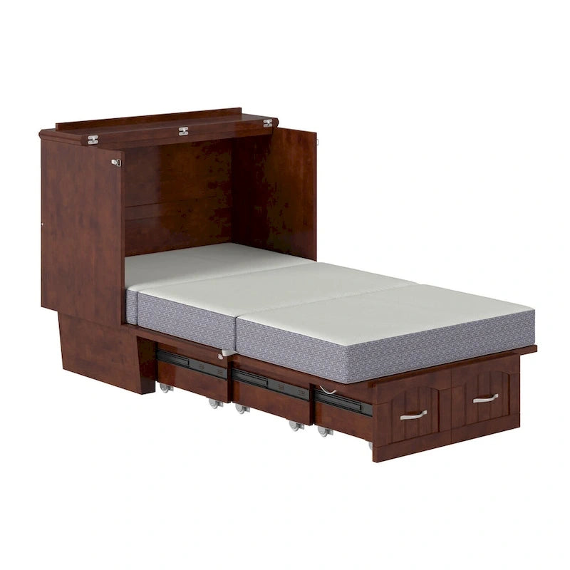 Cassettone letto a scomparsa singolo in noce