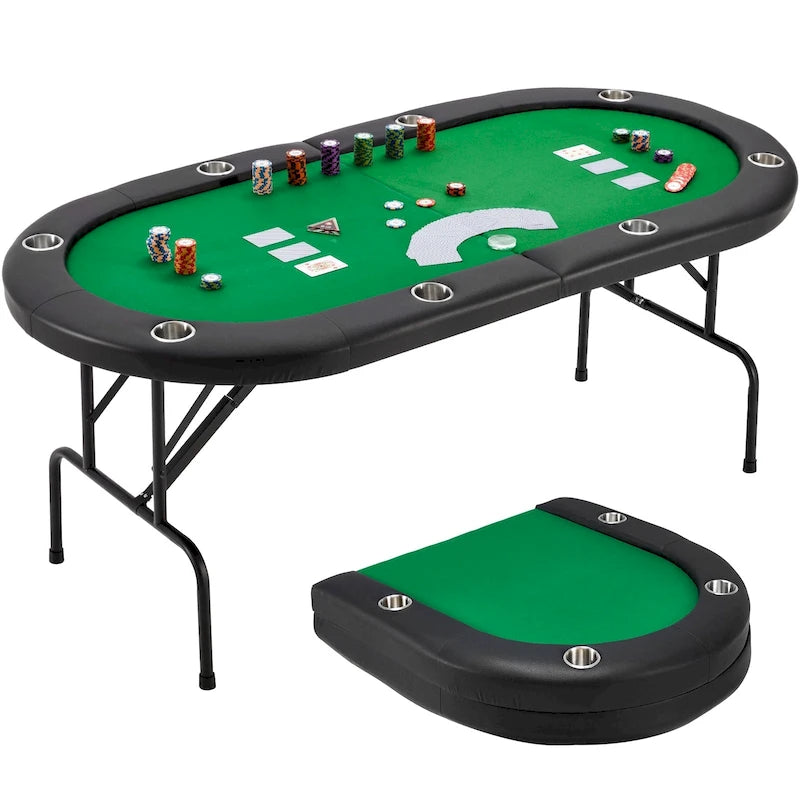 Tavolo da poker pieghevole per 8 giocatori con portabicchieri