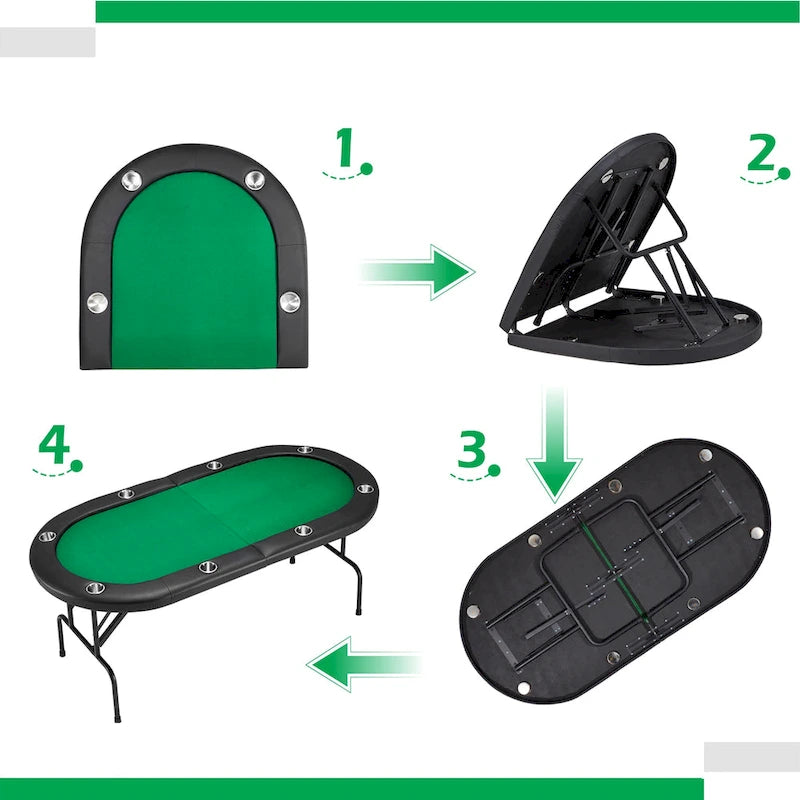 Table de poker pliable pour 8 joueurs avec porte-gobelets