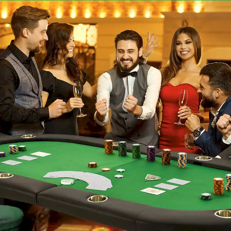 Table de poker pliable pour 8 joueurs avec porte-gobelets