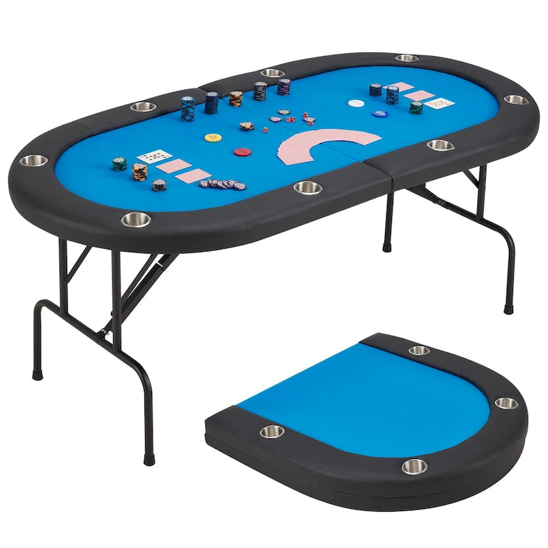 Table de poker pliable pour 8 joueurs avec porte-gobelets