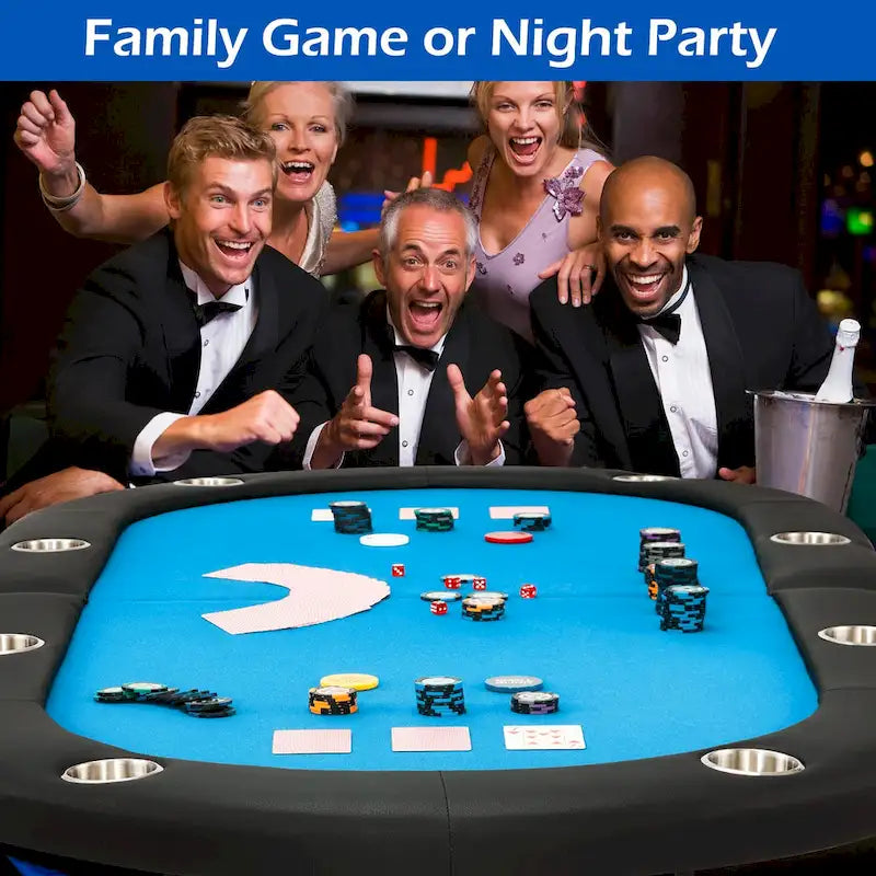 Table de poker pliable pour 8 joueurs avec porte-gobelets