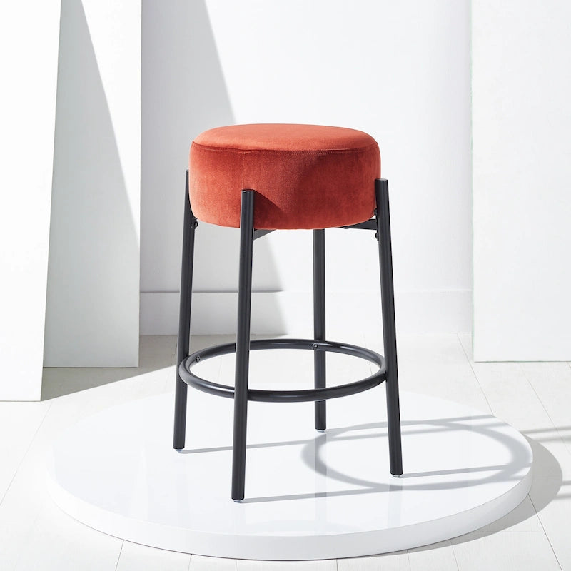Tabouret de comptoir à pieds en métal de 26 pouces - 15W x 15D x 26H