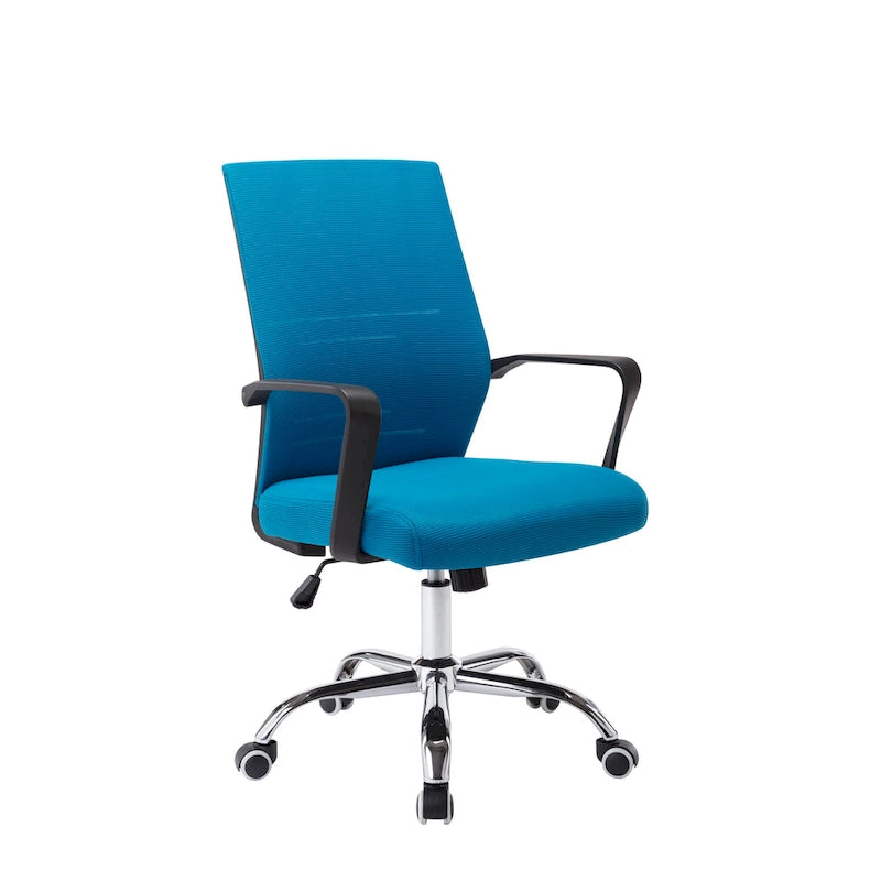 Sedia da ufficio ergonomica in rete bianca/nera/acqua con supporto lombare – Utente singolo