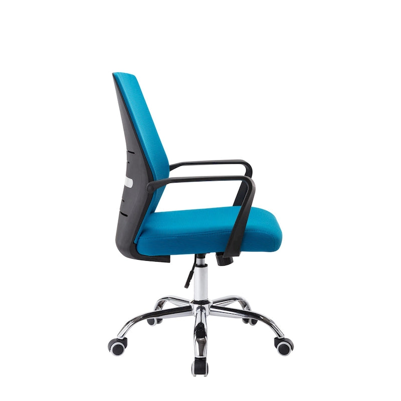Sedia da ufficio ergonomica in rete bianca/nera/acqua con supporto lombare – Utente singolo