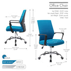 Sedia da ufficio ergonomica in rete bianca/nera/acqua con supporto lombare – Utente singolo