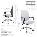 Sedia da ufficio ergonomica in rete bianca/nera/acqua con supporto lombare – Utente singolo