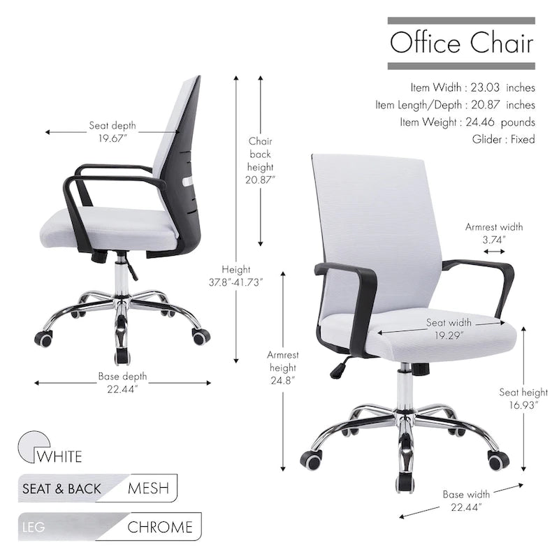 Sedia da ufficio ergonomica in rete bianca/nera/acqua con supporto lombare – Utente singolo