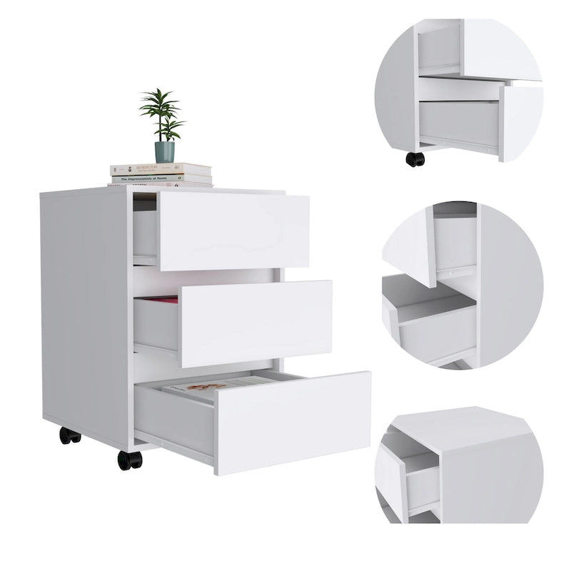 Mobile - Classificatore a 3 cassetti bianco/nero/grigio con ruote bloccabili, uso individuale