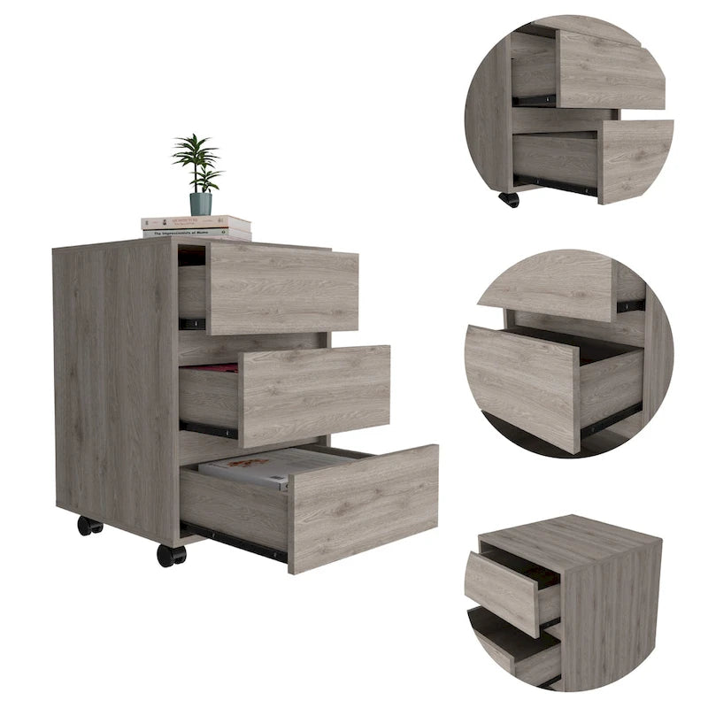Mobile - Classificatore a 3 cassetti bianco/nero/grigio con ruote bloccabili, uso individuale