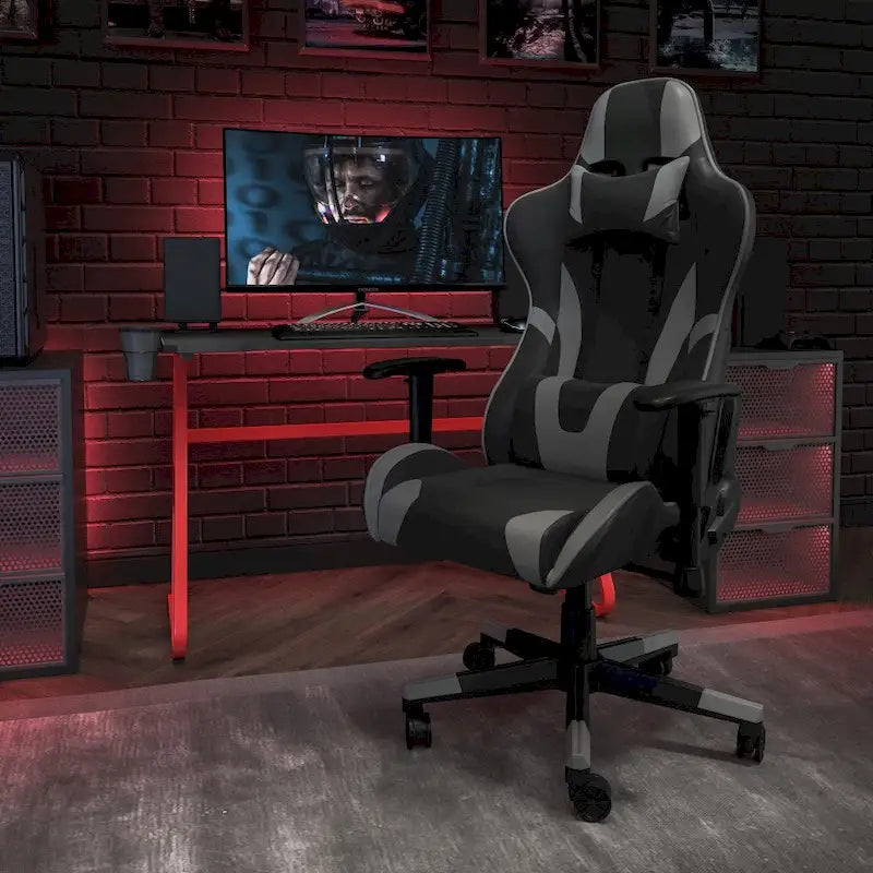 Sedia da gaming reclinabile con schienale alto Rossa / Nera / Grigia / Blu / Viola, sedile singolo