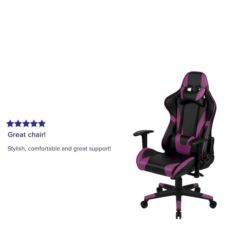 Sedia da gaming reclinabile con schienale alto Rossa / Nera / Grigia / Blu / Viola, sedile singolo