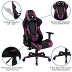 Sedia da gaming reclinabile con schienale alto Rossa / Nera / Grigia / Blu / Viola, sedile singolo