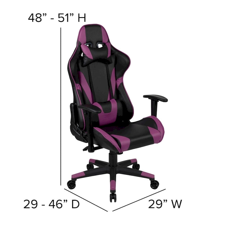 Sedia da gaming reclinabile con schienale alto Rossa / Nera / Grigia / Blu / Viola, sedile singolo