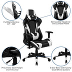Sedia da gaming reclinabile con schienale alto Rossa / Nera / Grigia / Blu / Viola, sedile singolo