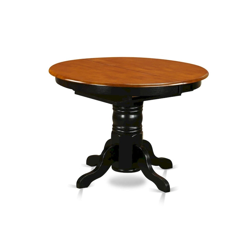Tavolo da pranzo ovale con prolunga a farfalla e base a piedistallo – Nero/Espresso/Bianco panna, Posti a sedere 4-6