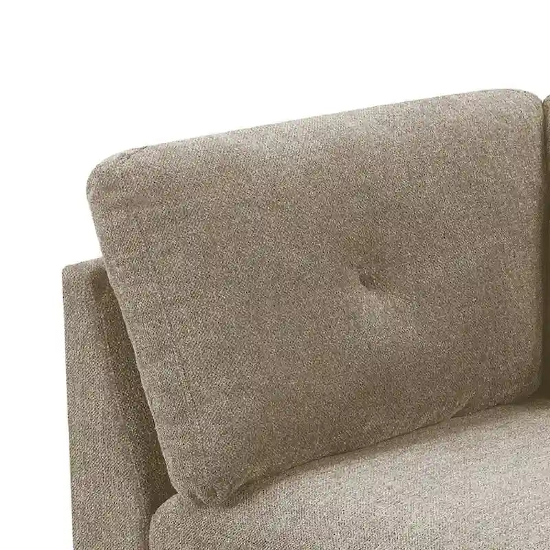 Elemento angolare in tessuto con cuscino dello schienale trapuntato, grigio