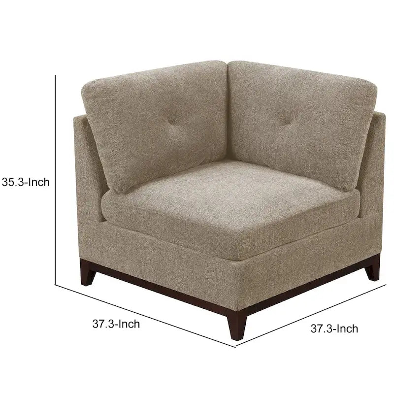 Élément d'angle en tissu avec coussin de dossier capitonné, gris