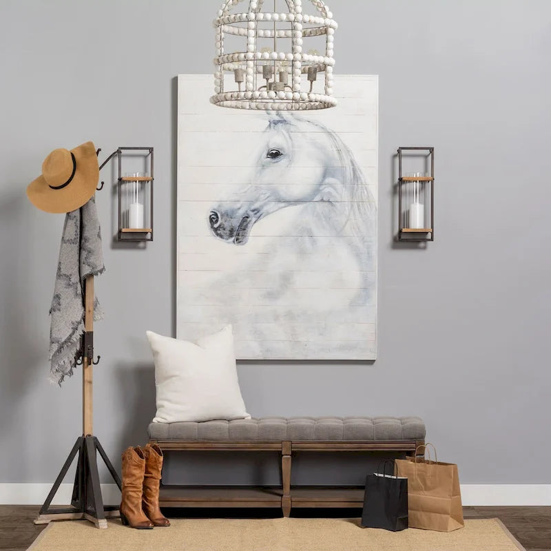 Porte-manteau en métal noir et bois brun clair