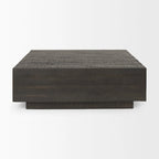 Tavolino da caffè galleggiante in legno massello color marrone chiaro ed espresso