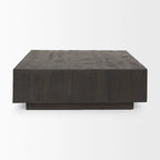 Tavolino da caffè galleggiante in legno massello color marrone chiaro ed espresso