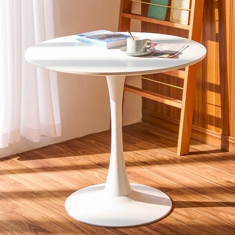 Tavolo da Pranzo Rotondo Bianco/Nero, Base Tulip, 2-4 Posti