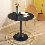 Tavolo da Pranzo Rotondo Bianco/Nero, Base Tulip, 2-4 Posti