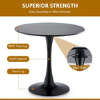Tavolo da Pranzo Rotondo Bianco/Nero, Base Tulip, 2-4 Posti