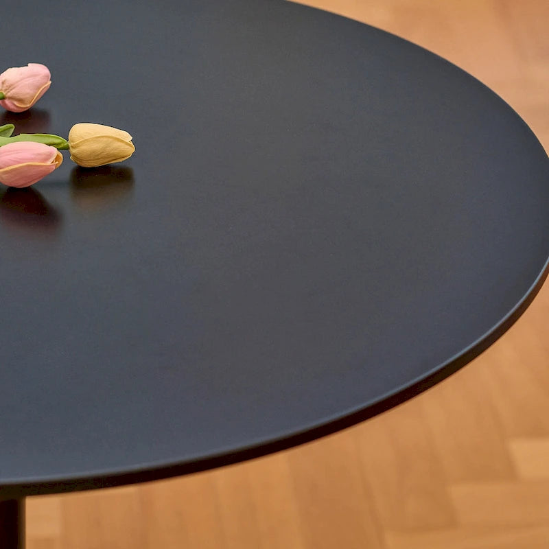 Tavolo da Pranzo Rotondo Bianco/Nero, Base Tulip, 2-4 Posti