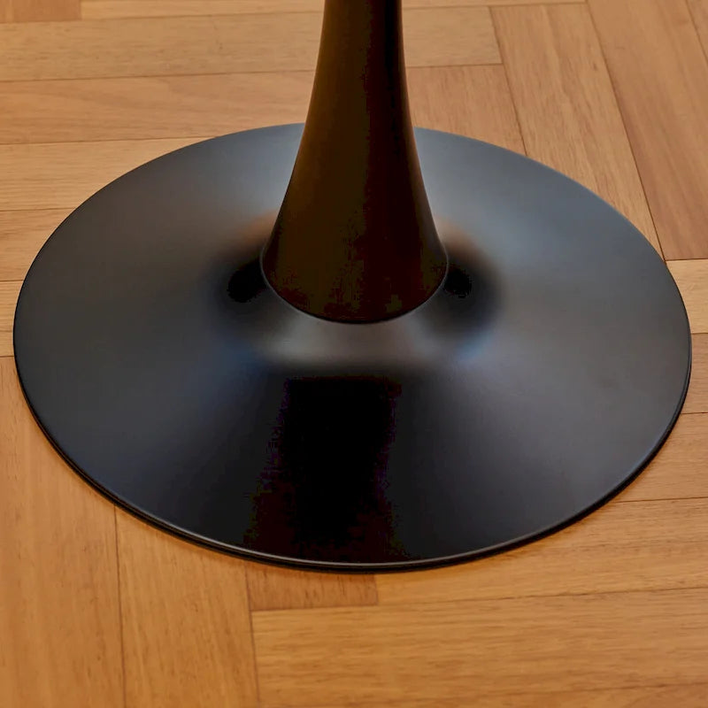 Tavolo da Pranzo Rotondo Bianco/Nero, Base Tulip, 2-4 Posti