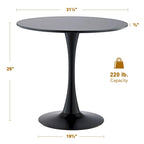Tavolo da Pranzo Rotondo Bianco/Nero, Base Tulip, 2-4 Posti