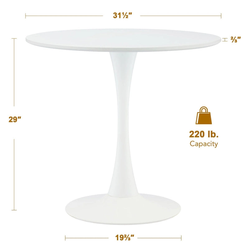 Tavolo da Pranzo Rotondo Bianco/Nero, Base Tulip, 2-4 Posti