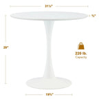 Tavolo da Pranzo Rotondo Bianco/Nero, Base Tulip, 2-4 Posti