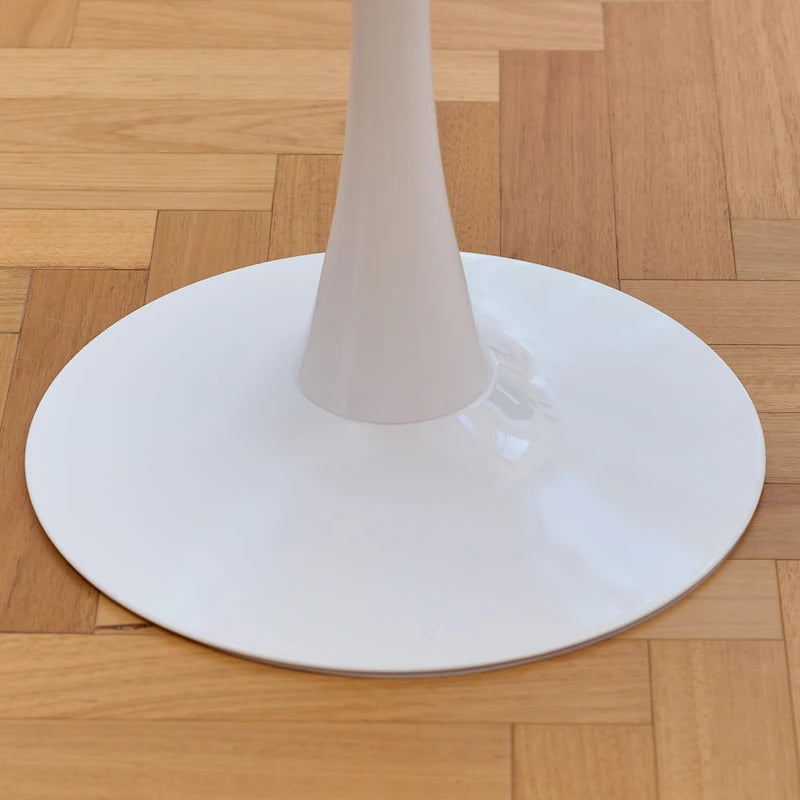 Tavolo da Pranzo Rotondo Bianco/Nero, Base Tulip, 2-4 Posti