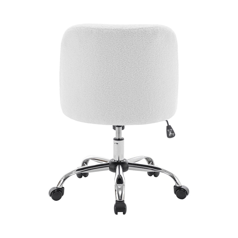Chaise de bureau sans accoudoirs en tissu sherpa avec roulettes en acier