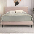 Letto a piattaforma Queen rosa/crema/grigio con testiera imbottita, per 1-2 persone