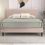 Letto a piattaforma Queen rosa/crema/grigio con testiera imbottita, per 1-2 persone