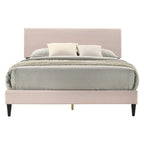 Letto a piattaforma Queen rosa/crema/grigio con testiera imbottita, per 1-2 persone