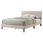 Letto a piattaforma Queen rosa/crema/grigio con testiera imbottita, per 1-2 persone