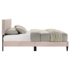 Letto a piattaforma Queen rosa/crema/grigio con testiera imbottita, per 1-2 persone