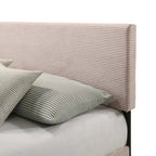 Letto a piattaforma Queen rosa/crema/grigio con testiera imbottita, per 1-2 persone