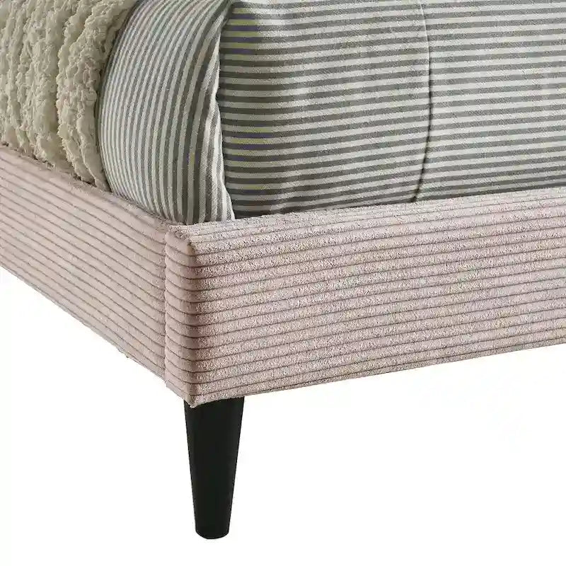 Letto a piattaforma Queen rosa/crema/grigio con testiera imbottita, per 1-2 persone