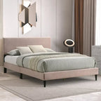 Letto a piattaforma Queen rosa/crema/grigio con testiera imbottita, per 1-2 persone