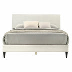 Letto a piattaforma Queen rosa/crema/grigio con testiera imbottita, per 1-2 persone