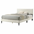 Letto a piattaforma Queen rosa/crema/grigio con testiera imbottita, per 1-2 persone