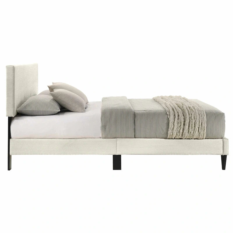 Letto a piattaforma Queen rosa/crema/grigio con testiera imbottita, per 1-2 persone