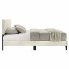Letto a piattaforma Queen rosa/crema/grigio con testiera imbottita, per 1-2 persone