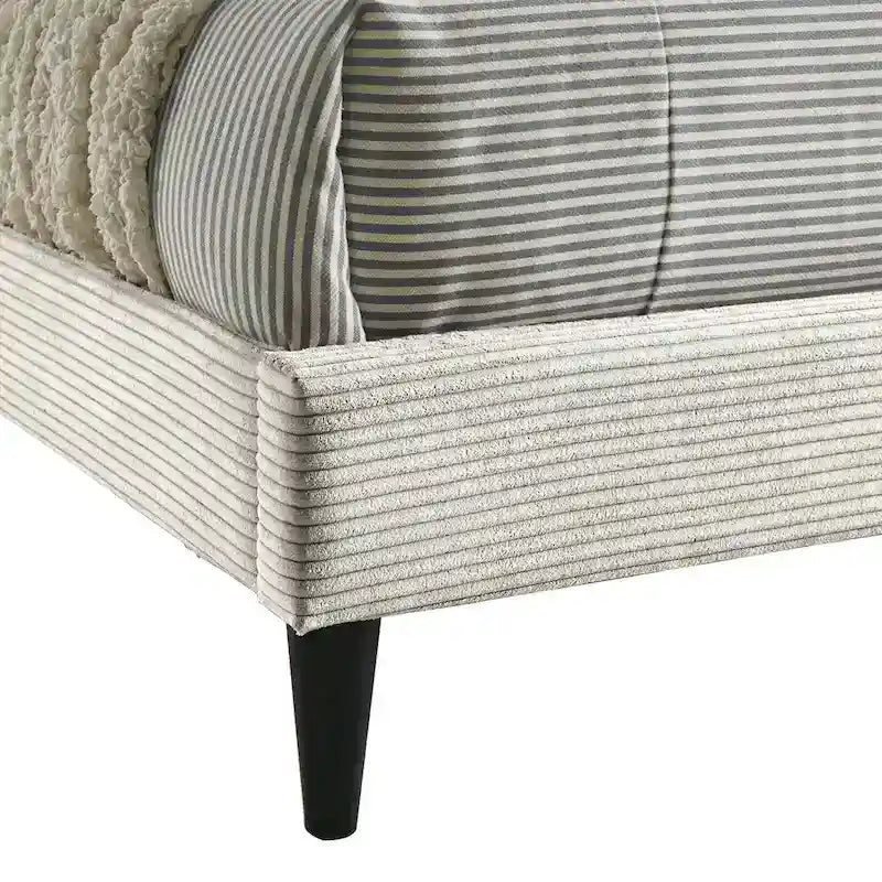 Letto a piattaforma Queen rosa/crema/grigio con testiera imbottita, per 1-2 persone