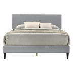 Letto a piattaforma Queen rosa/crema/grigio con testiera imbottita, per 1-2 persone