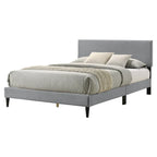 Letto a piattaforma Queen rosa/crema/grigio con testiera imbottita, per 1-2 persone